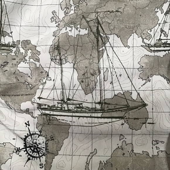 Chaps Nautical Map Sailboat Vented Fishing Shirt - Picture 8 of 9